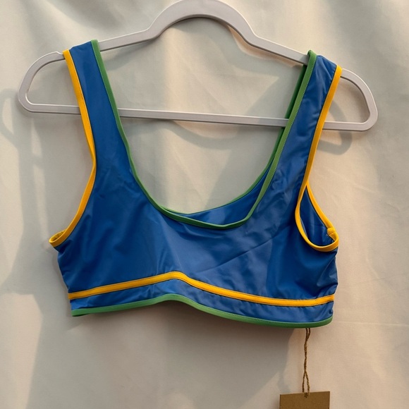 Stone Fox Dahlia Bikini Swim Top Apple Mint Tranquil Color Block - Picture 1 of 2